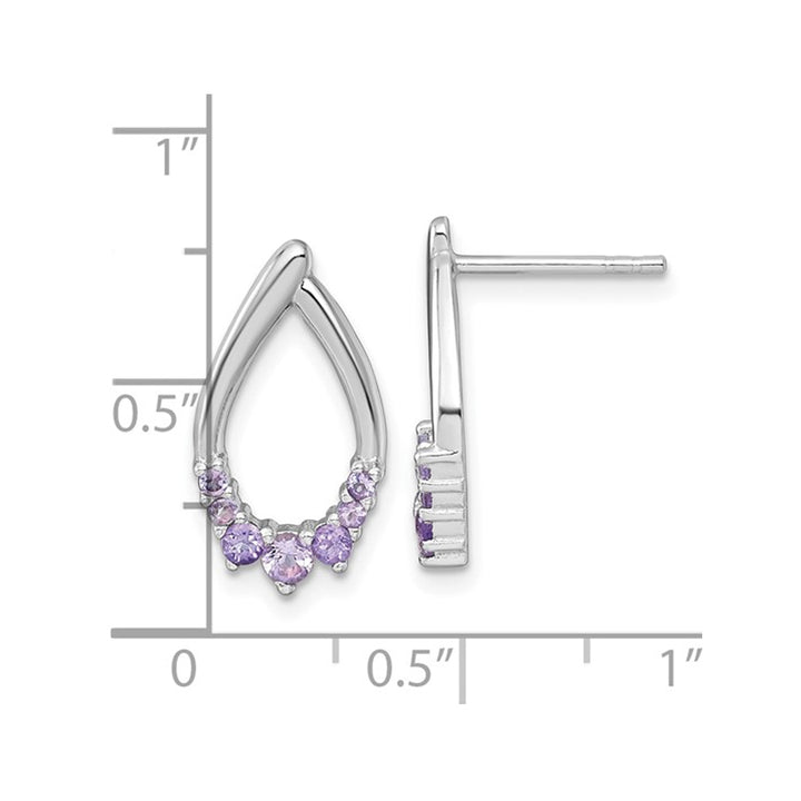 1/3 Carat (ctw) Amethyst Drop Earrings in Sterling Silver Image 3