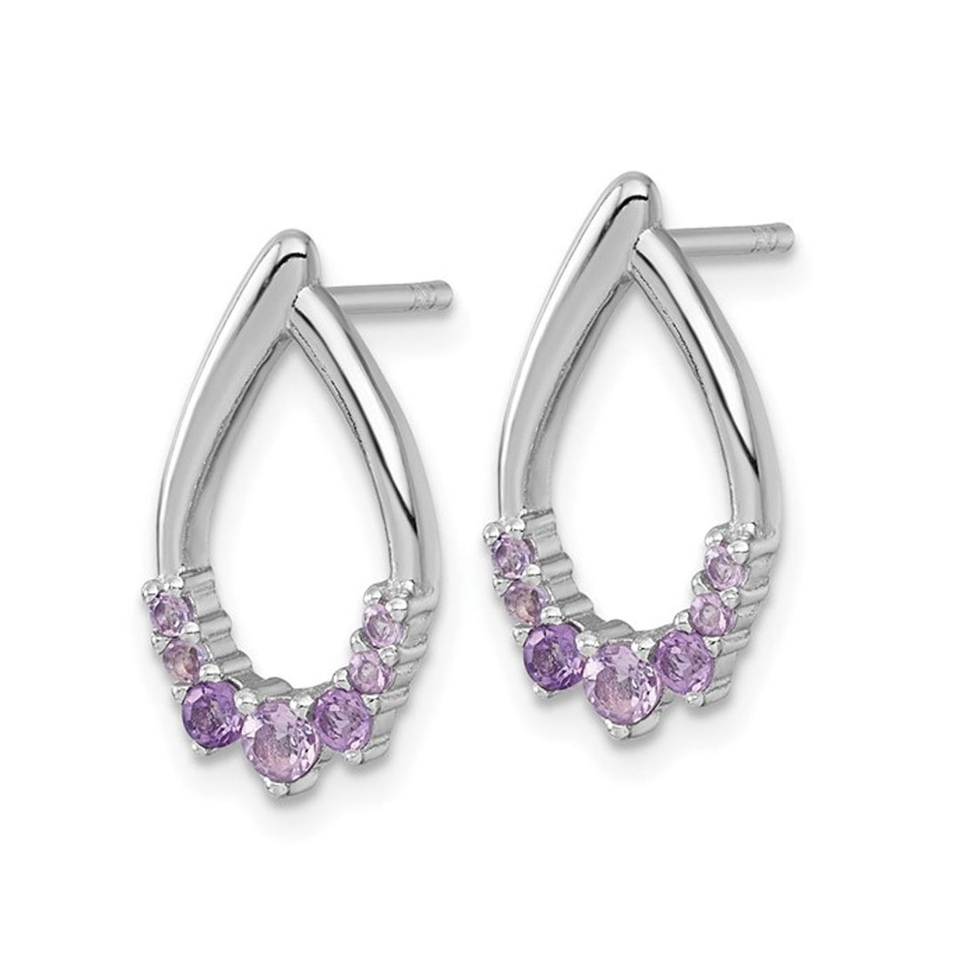 1/3 Carat (ctw) Amethyst Drop Earrings in Sterling Silver Image 4