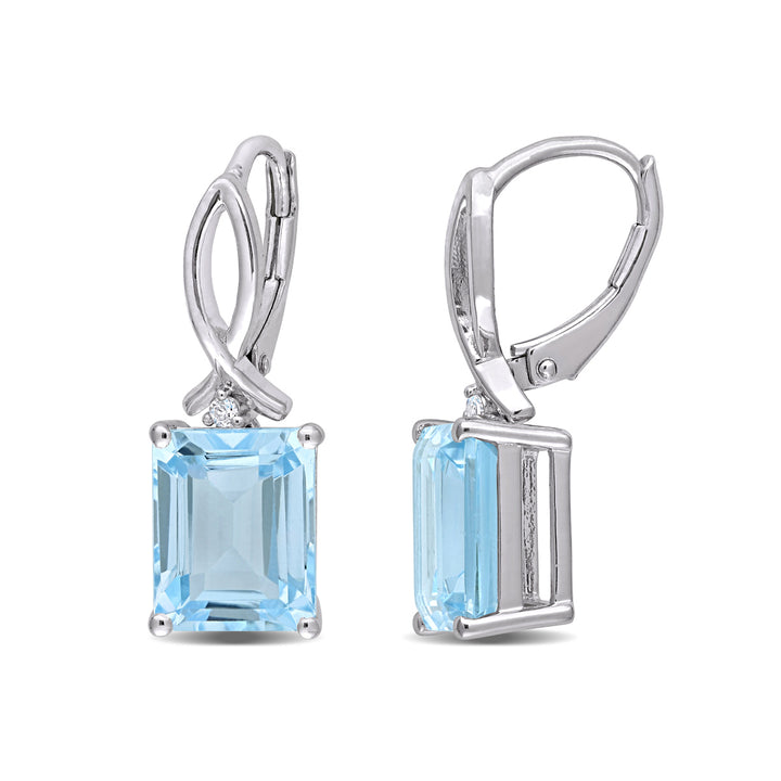 8.20 Carat (ctw) Blue Topaz Drop Earrings in Sterling Silver Image 1