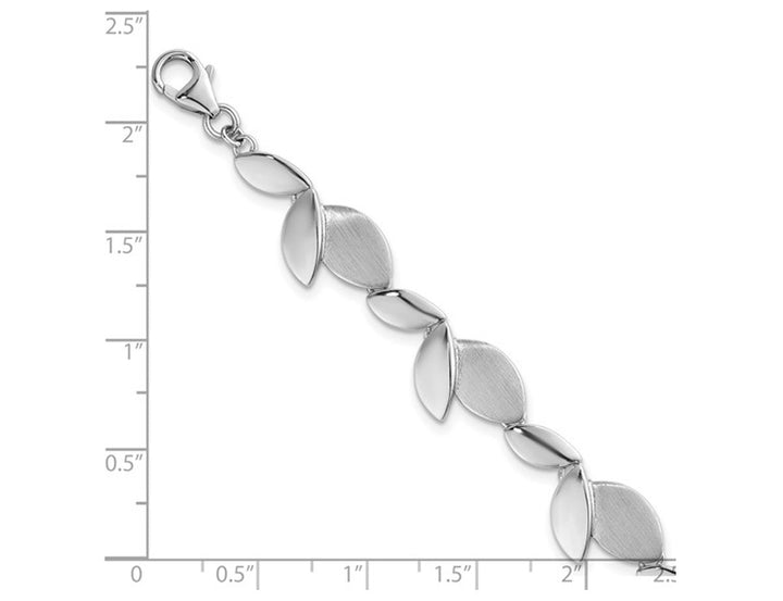 Sterling Silver Polished Brushed Leaf Bracelet 7.5 Inches Image 3