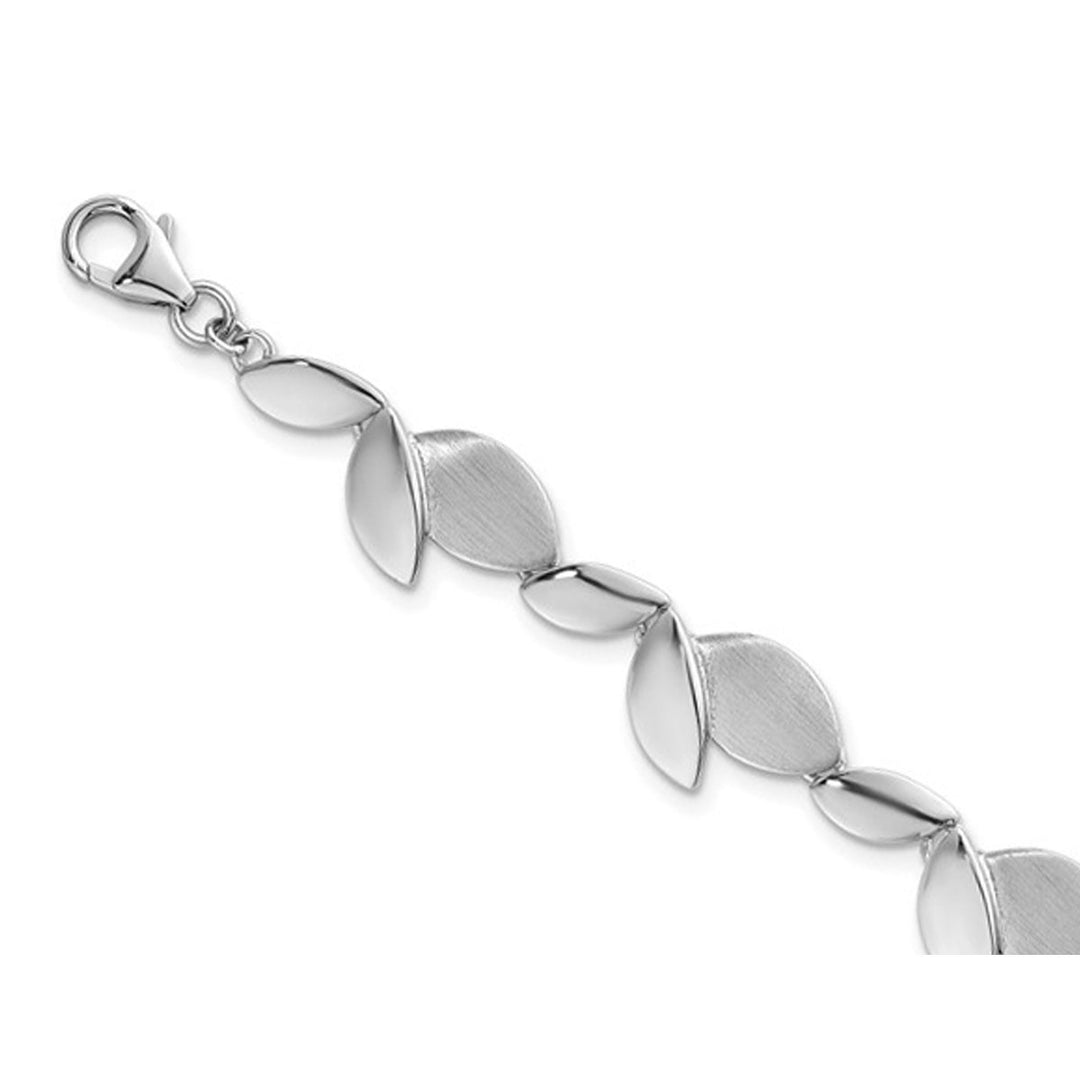 Sterling Silver Polished Brushed Leaf Bracelet 7.5 Inches Image 4