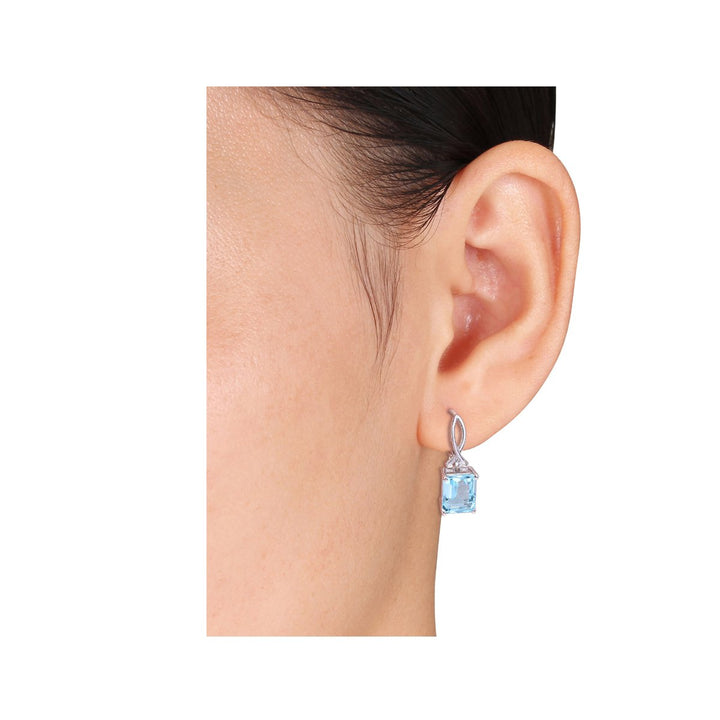 8.20 Carat (ctw) Blue Topaz Drop Earrings in Sterling Silver Image 3