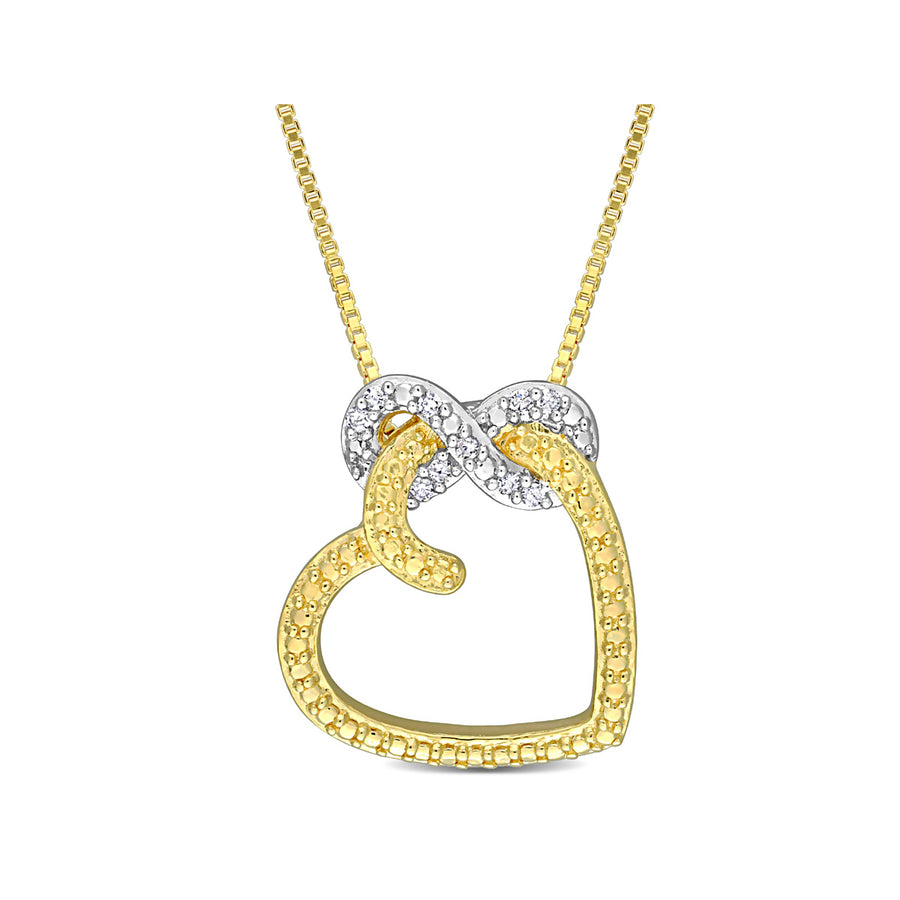 Diamond Accent Infinity Heart Pendant Necklace in Yellow Sterling Silver with Chain Image 1