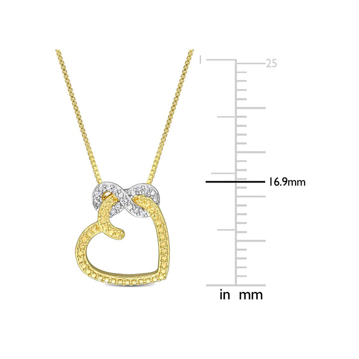 Diamond Accent Infinity Heart Pendant Necklace in Yellow Sterling Silver with Chain Image 2