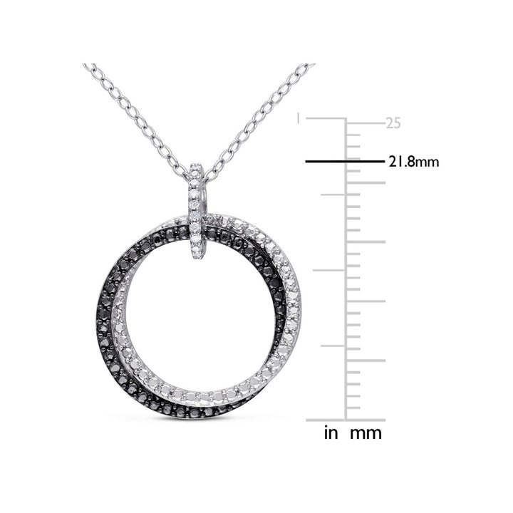 Accent Diamond Circle Pendant Necklace in Sterling Silver with Chain Image 2