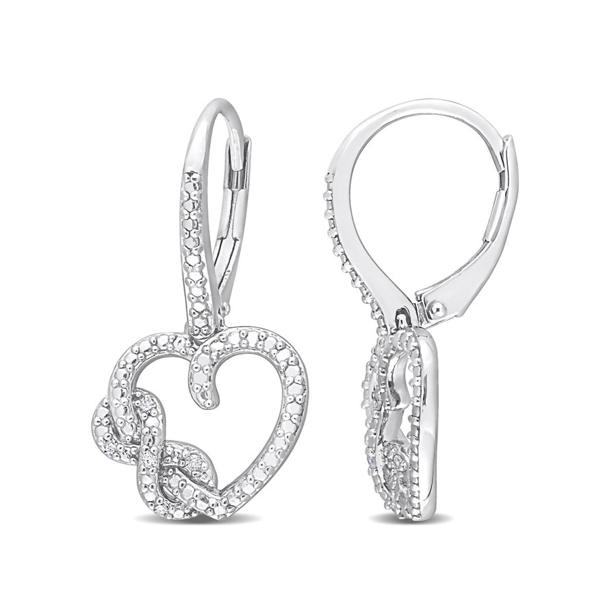 Accent Diamond Infinity Heart Dangle Earrings in Sterling Silver Image 1