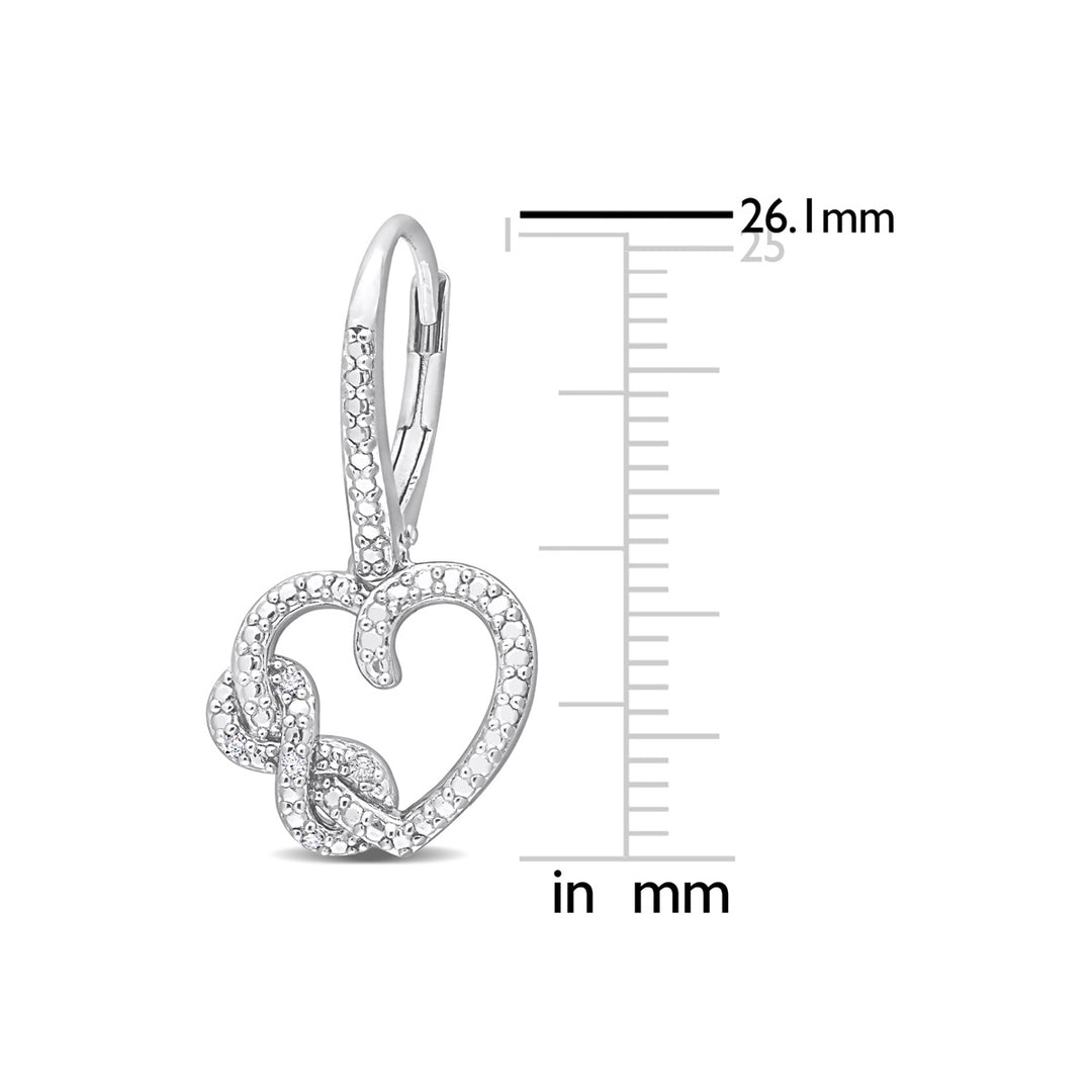 Accent Diamond Infinity Heart Dangle Earrings in Sterling Silver Image 3