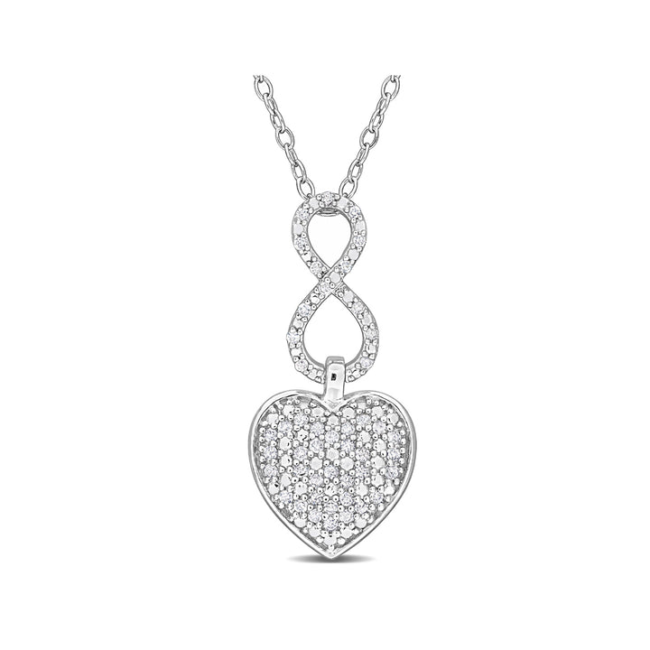 1/4 Carat (ctw) Diamond Infinity Heart Pendant Necklace in Sterling Silver with Chain Image 1