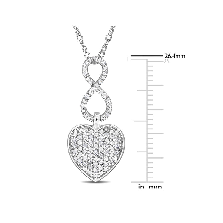 1/4 Carat (ctw) Diamond Infinity Heart Pendant Necklace in Sterling Silver with Chain Image 2