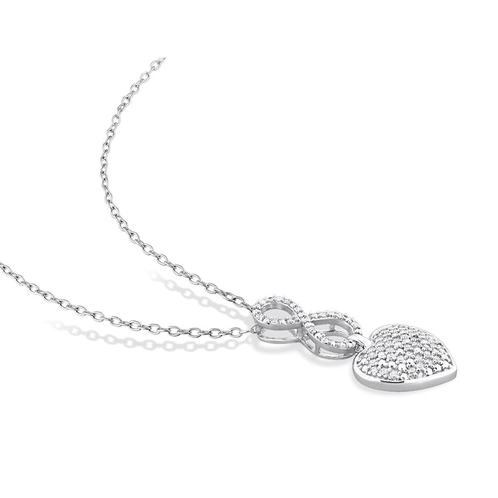 1/4 Carat (ctw) Diamond Infinity Heart Pendant Necklace in Sterling Silver with Chain Image 3