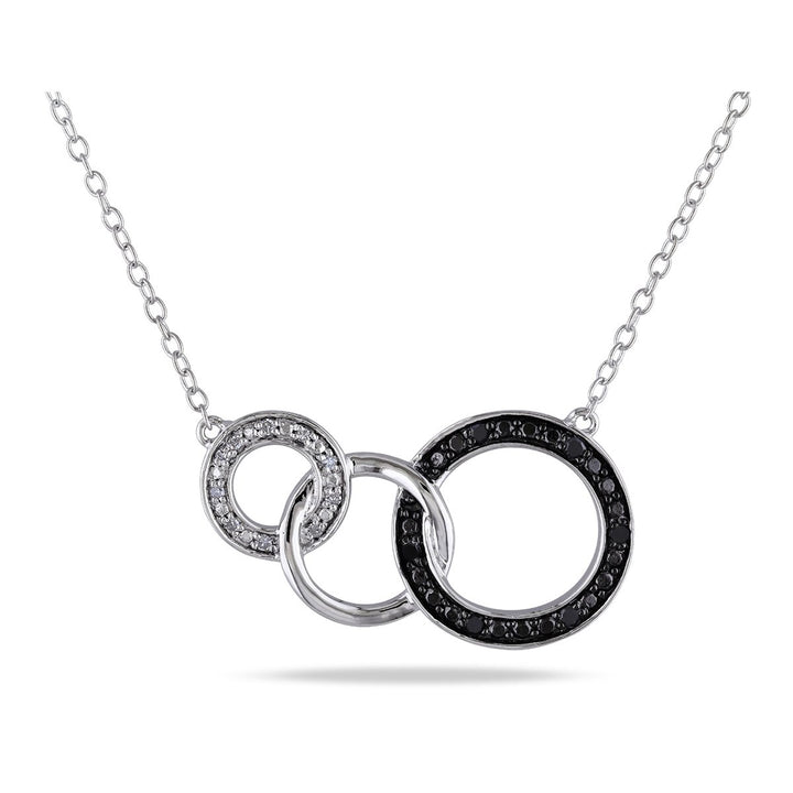 1/10 Carat (ctw) Diamond Tri-Circle Pendant Necklace in Sterling Silver with Chain Image 1