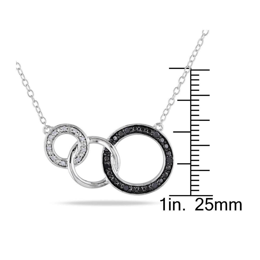 1/10 Carat (ctw) Diamond Tri-Circle Pendant Necklace in Sterling Silver with Chain Image 2