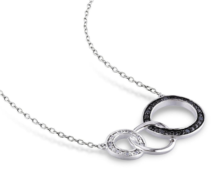 1/10 Carat (ctw) Diamond Tri-Circle Pendant Necklace in Sterling Silver with Chain Image 3