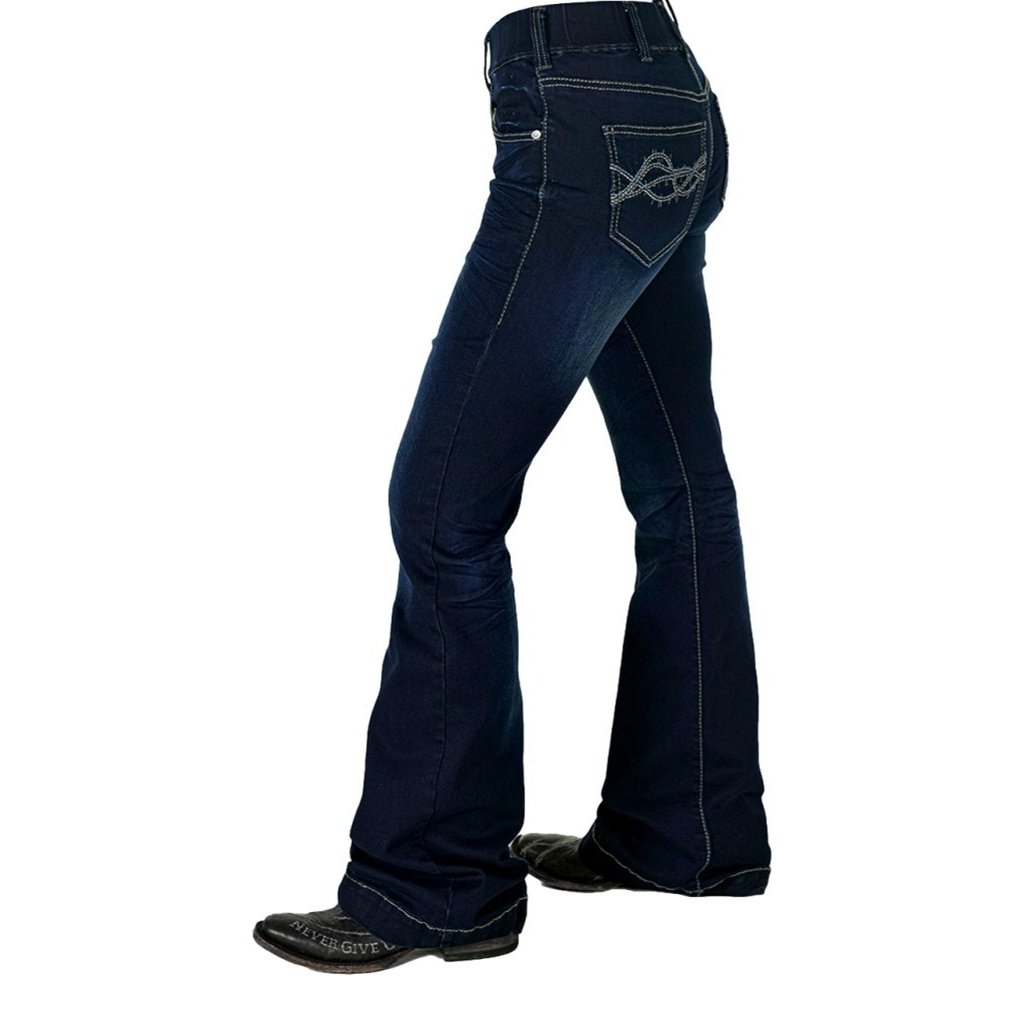 Cowgirl Tuff Western Jeans Womens DFMI Trouser Dark Wash PULDTR Image 2