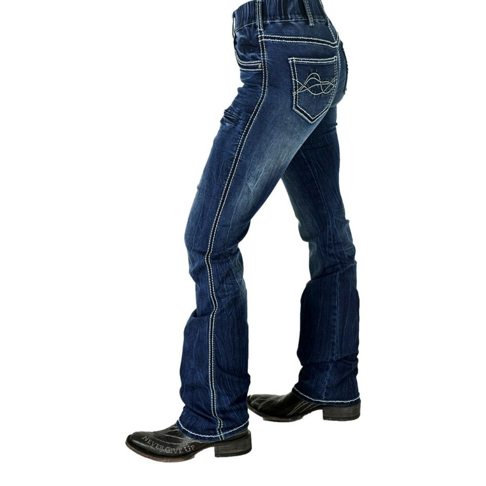 Cowgirl Tuff Western Jeans Womens Hurricane Pull On Dark Wash PULHUR Image 2