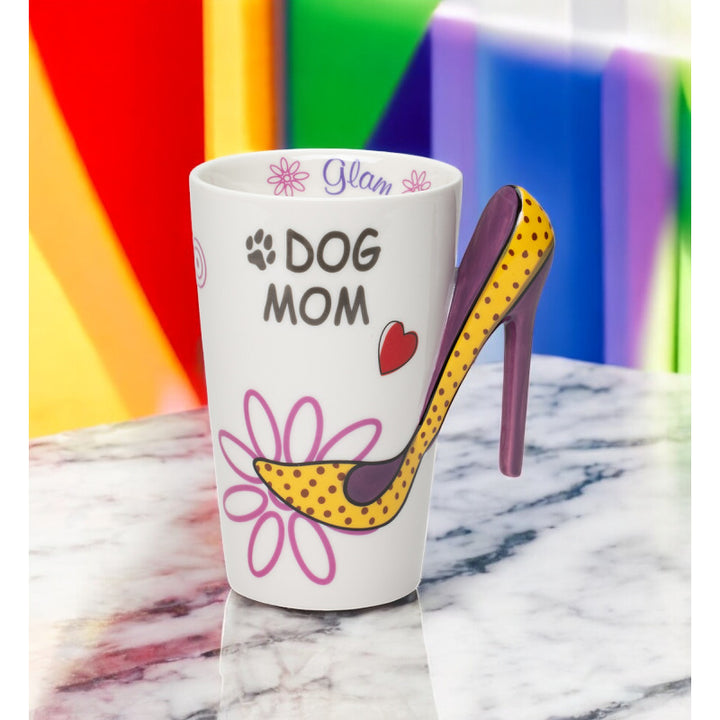 Ceramic Dog Mom Love Mug with High Heel Shoe Handle , Image 1