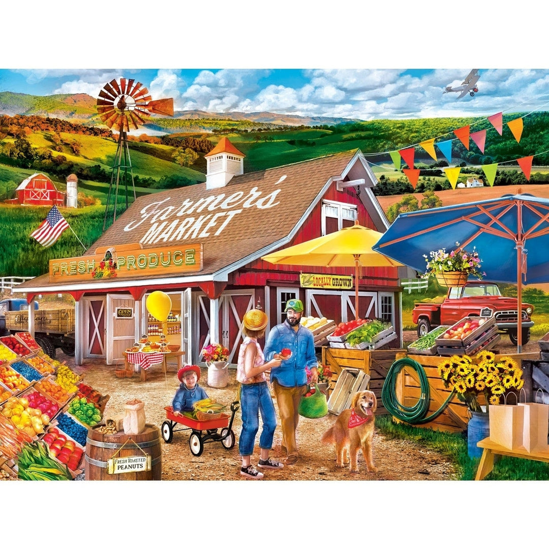 Family Time Farm Fresh 400 Piece Jigsaw Puzzle Local Farmers Market Scene Image 2