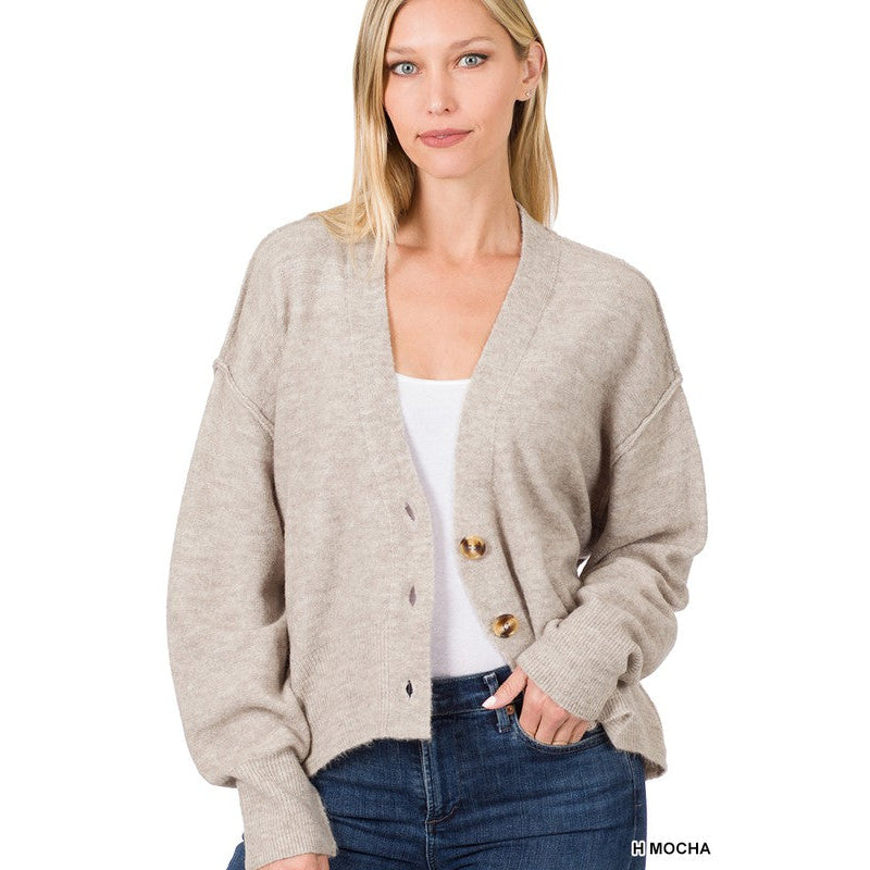 Oversized Hi-low Hem Melange Sweater Cardigan Image 4