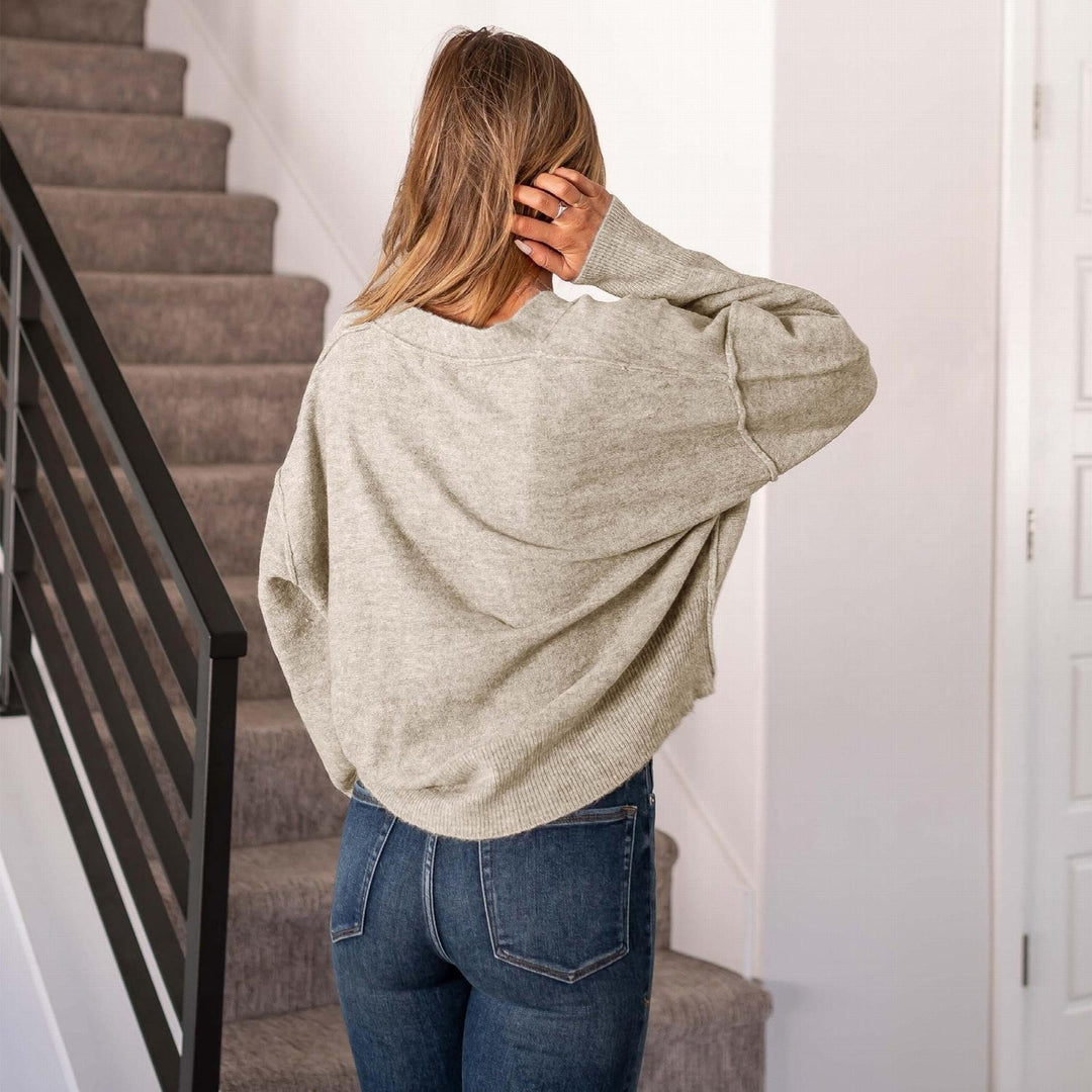 Oversized Hi-low Hem Melange Sweater Cardigan Image 4