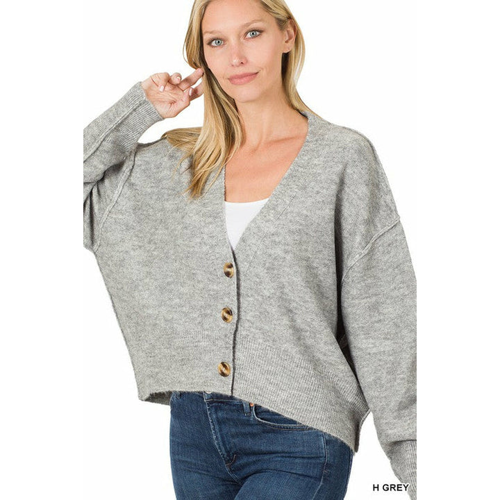 Oversized Hi-low Hem Melange Sweater Cardigan Image 7