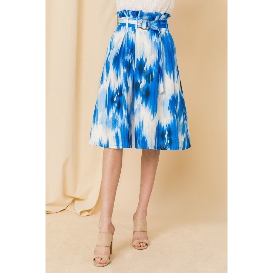 Self-buckle Belt Printed Skirt Image 1