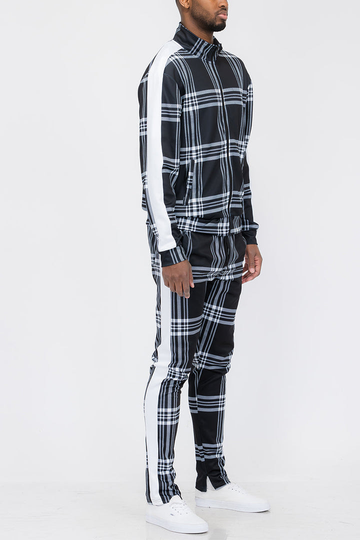 Plaid Track Jacket and Pant Set Image 1