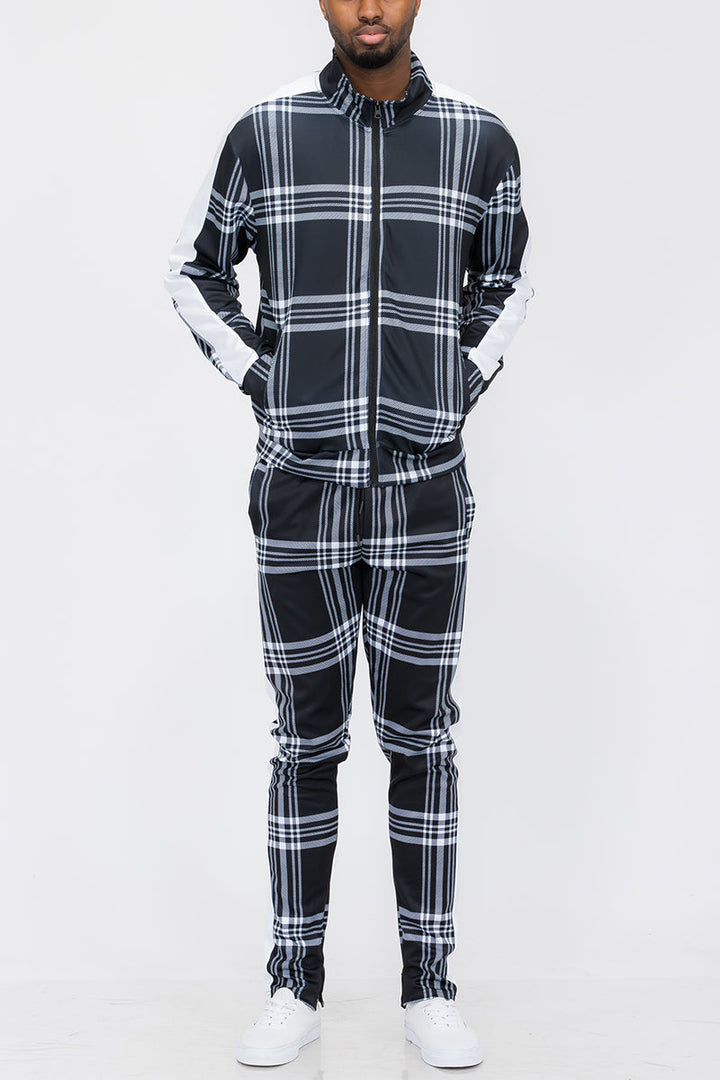 Plaid Track Jacket and Pant Set Image 2