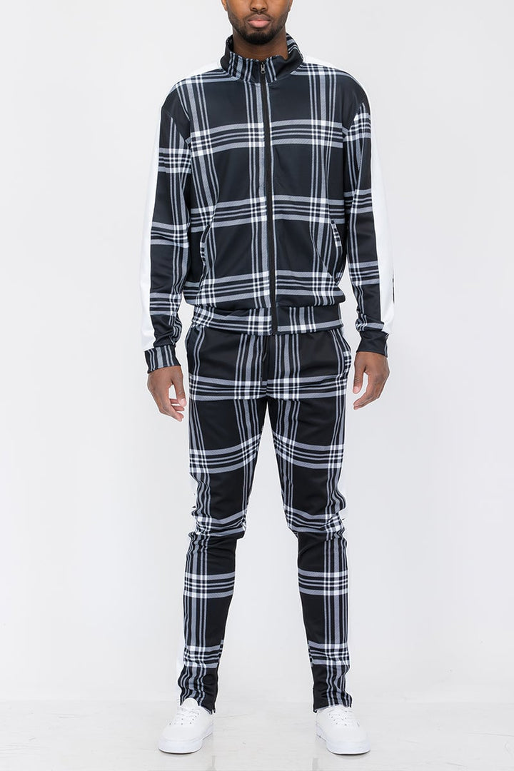 Plaid Track Jacket and Pant Set Image 3