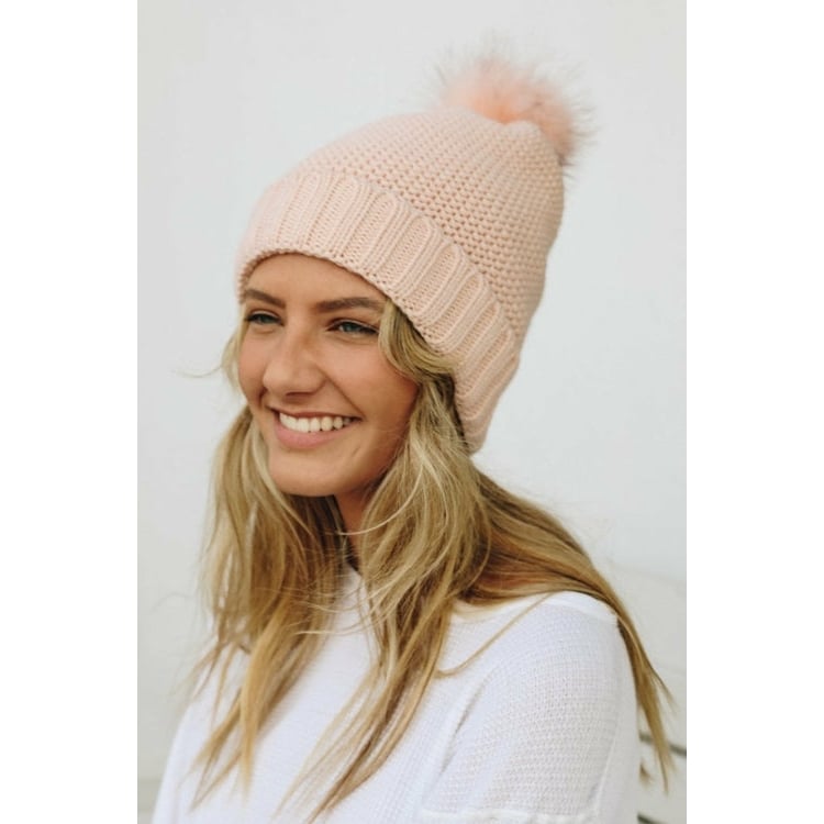 Pom Beanie with Faux Sherpa Lining Image 1