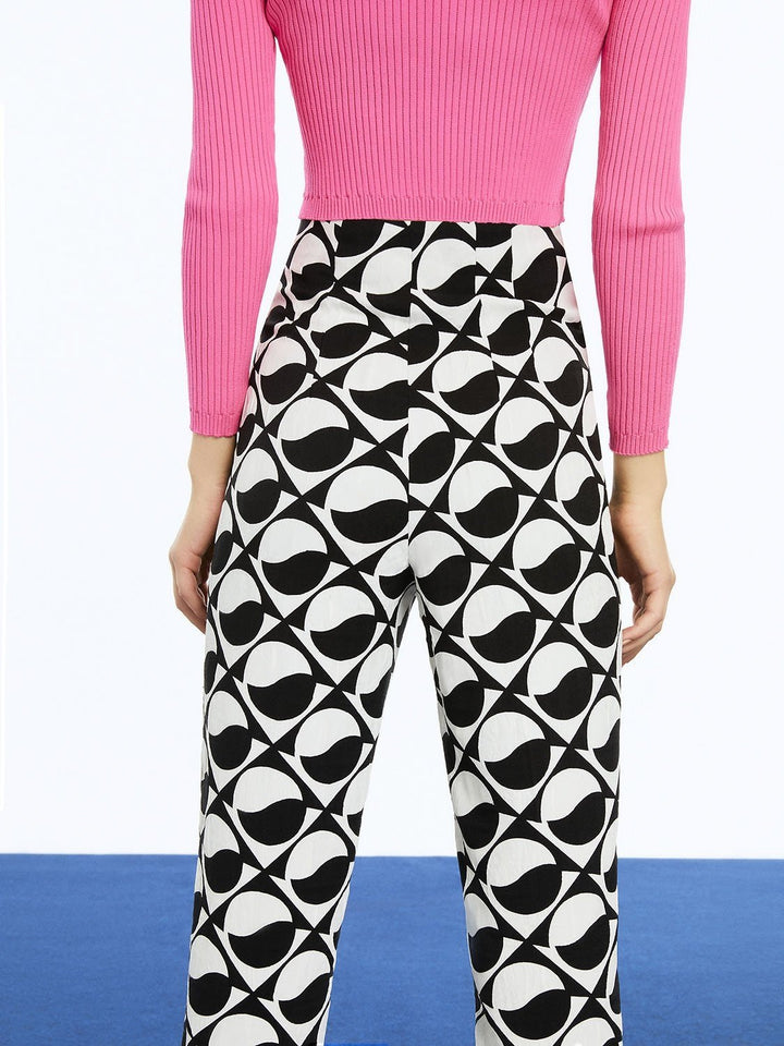 Printed High-Waisted Pants Image 6