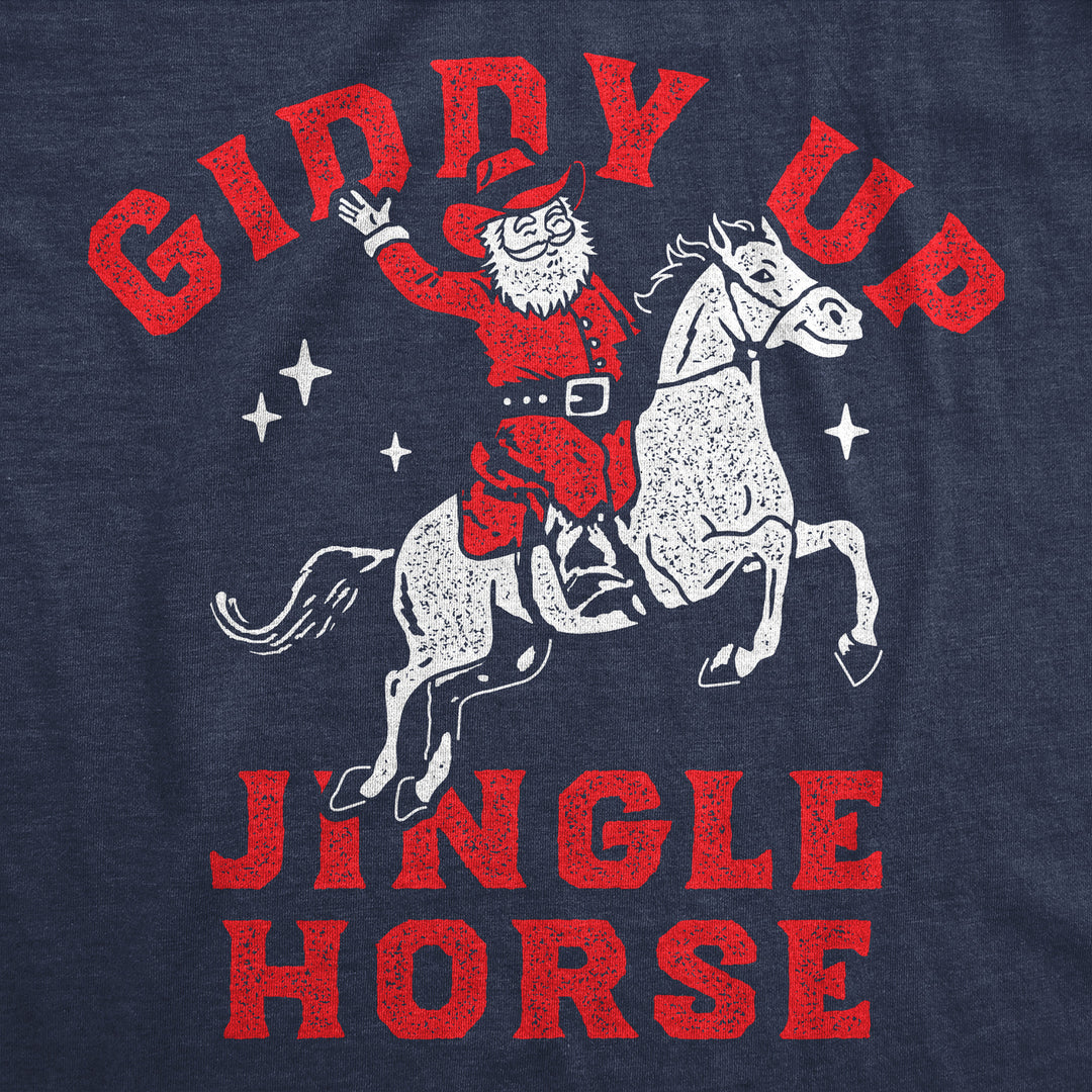 Womens Funny T Shirts Giddy Up Jingle Horse Sarcastic Christmas Song Graphic Tee For Ladies Image 2