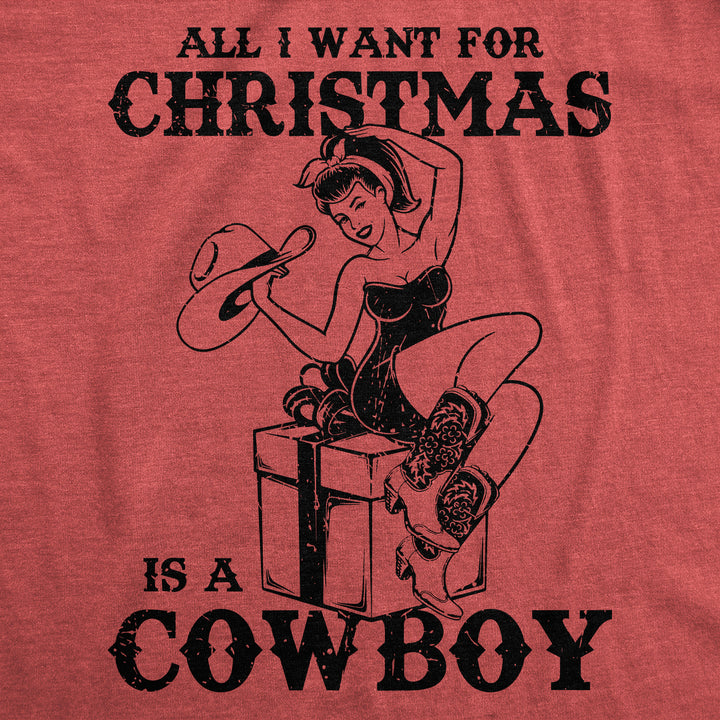 Womens Funny T Shirts All I Want For Christmas Is A Cowboy Sarcastic Xmas Novelty Tee For Ladies Image 2