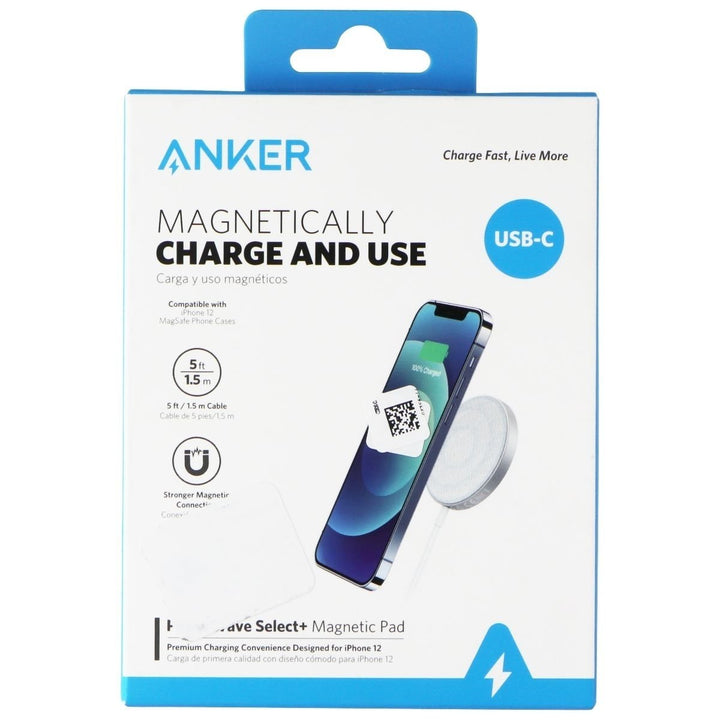 Anker (USB-C) PowerWave Select+ Magnetic Wireless Charging Pad - White Image 1