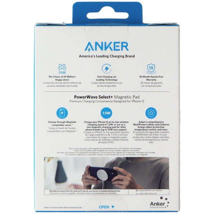 Anker (USB-C) PowerWave Select+ Magnetic Wireless Charging Pad - White Image 2