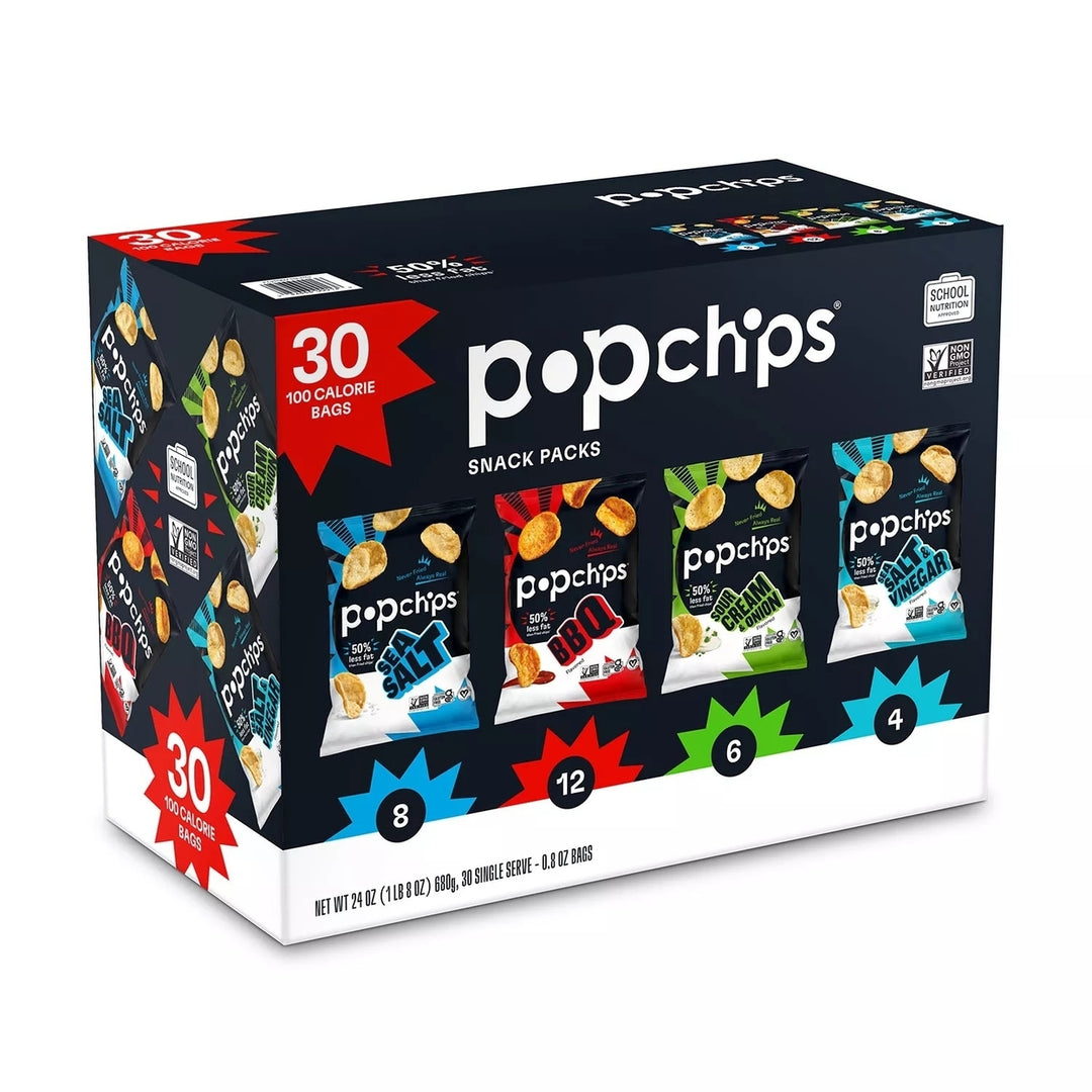 Popchips Variety Pack Chips 0.8 Ounce (Pack of 30) Image 1