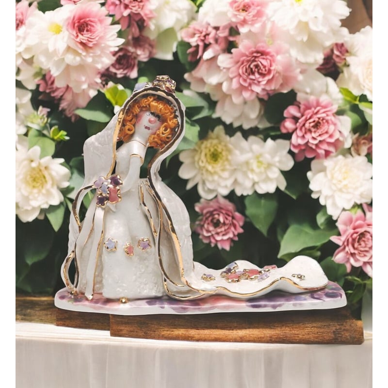 Ceramic Bride with Curly Hair Figurine , Image 2