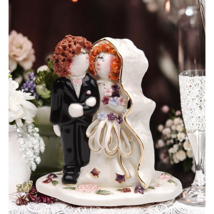 Ceramic Bride and Groom Wedding Cake Topper , Image 2