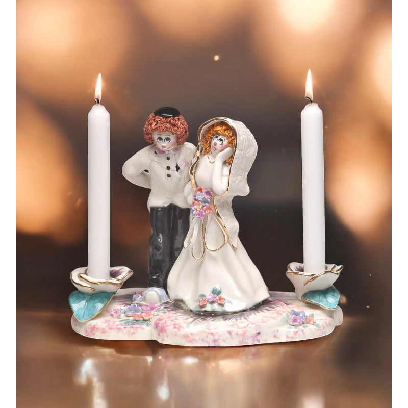 Ceramic Jewish Bride and Groom Wedding Candle Holder , Image 1