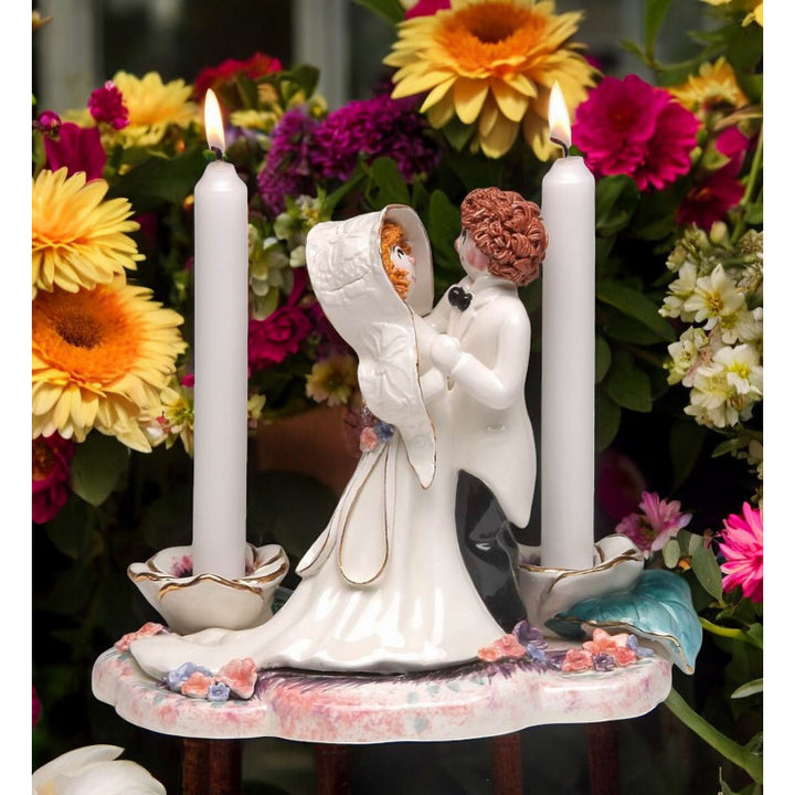 Ceramic Jewish Bride and Groom Wedding Candle Holders  CANDLES NOT INCLUDED Image 1