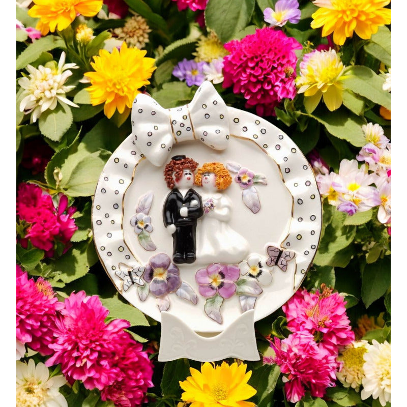 Ceramic Jewish Bride and Groom Plate, Image 2