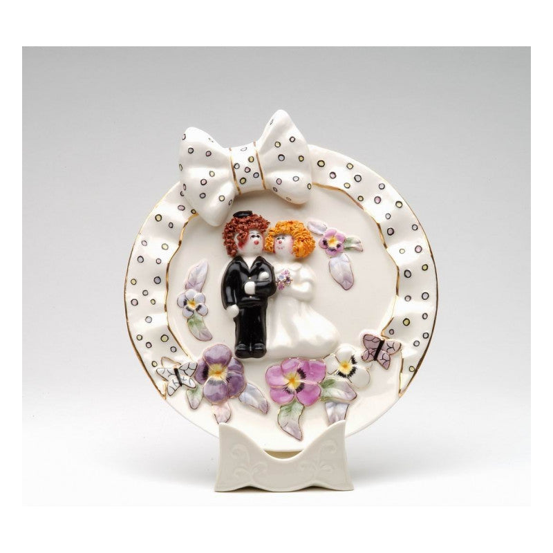 Ceramic Jewish Bride and Groom Plate, Image 3