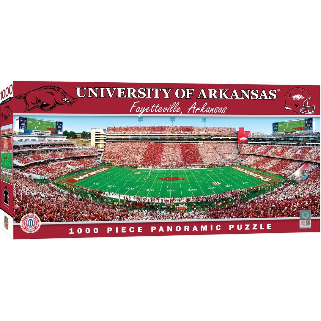 Arkansas Razorbacks 1000 Piece Panoramic Jigsaw Puzzle 13x39 Inch Recycled Material Image 1