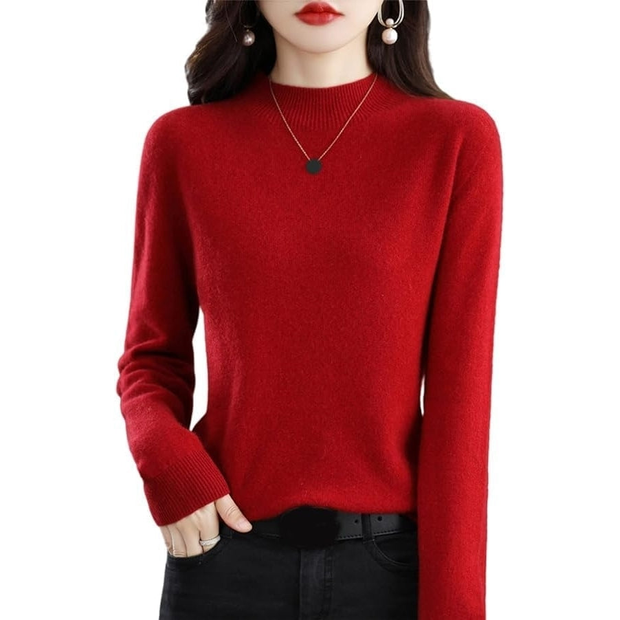 Cashmere Sweaters for Women,Fall Sweaters for Women 2024 Trendy,Long Sleeve Crew Neck Plus Size Dressy Casual Sweaters Image 4