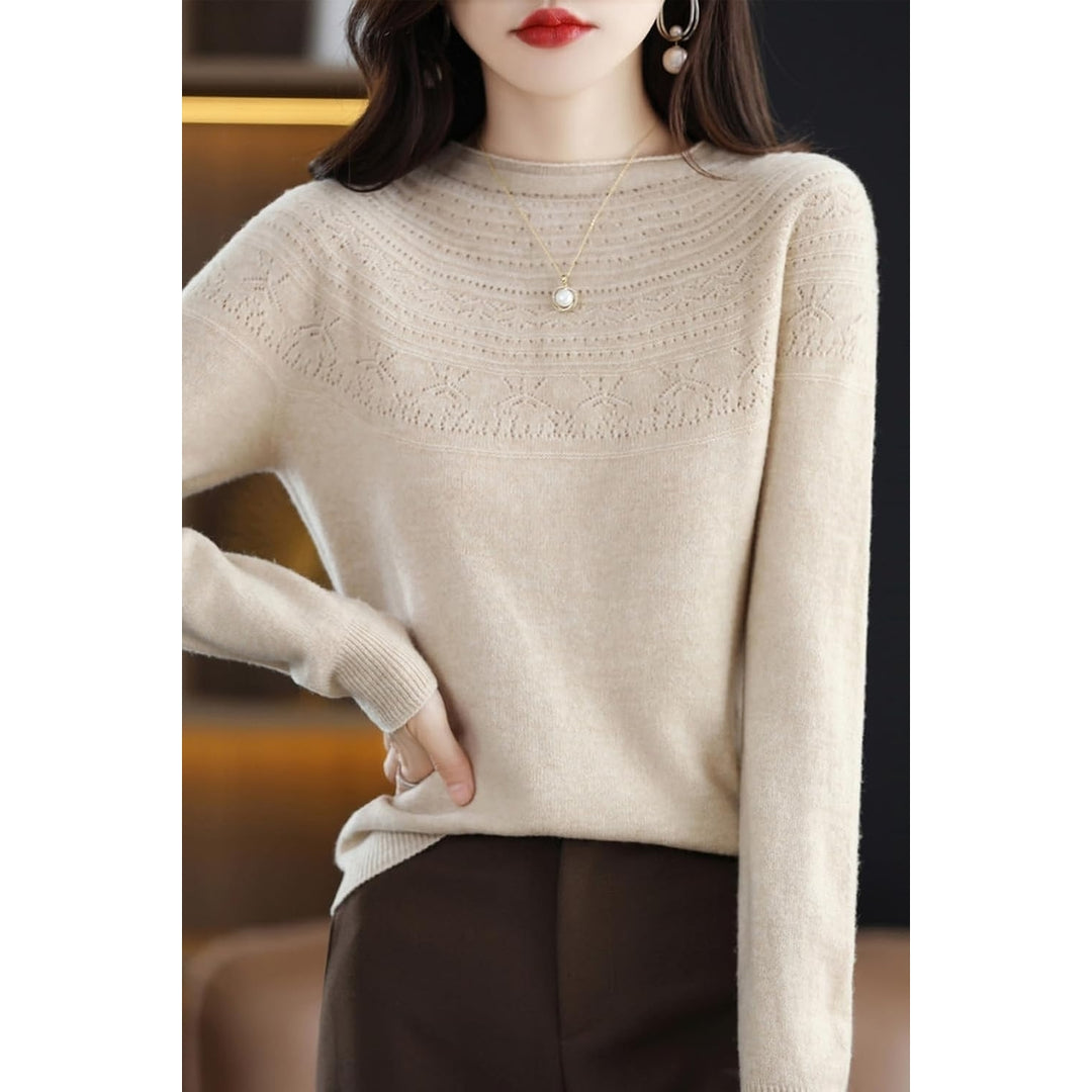 100% Merino Wool Sweaters Womens Fall Winter Warm Soft Knitted Loose Pullover Crew Neck Long Sleeves Image 3