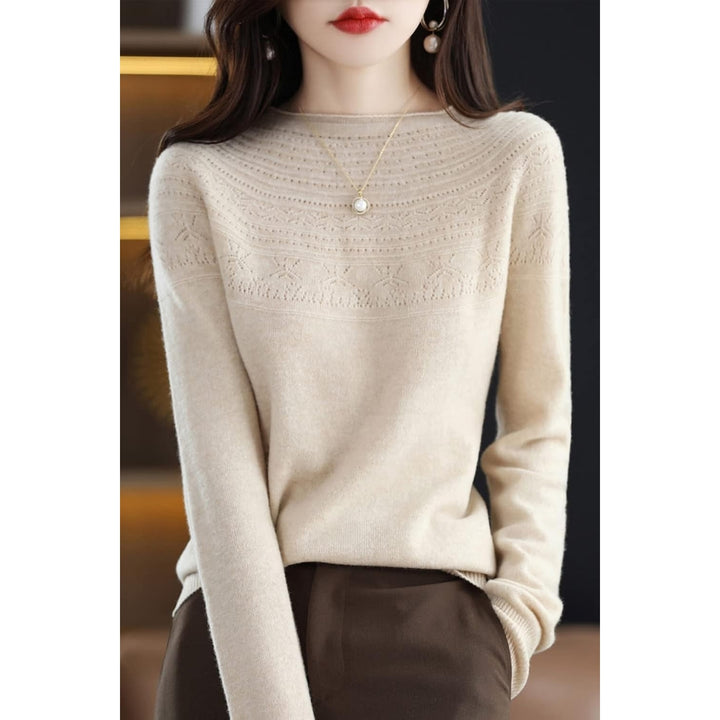 100% Merino Wool Sweaters Womens Fall Winter Warm Soft Knitted Loose Pullover Crew Neck Long Sleeves Image 4