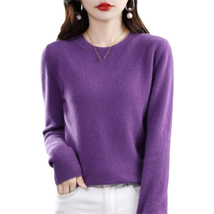 Cashmere Sweaters for Women,Fall Sweaters for Women 2024 Trendy,Long Sleeve Crew Neck Plus Size Dressy Casual Sweaters Image 7