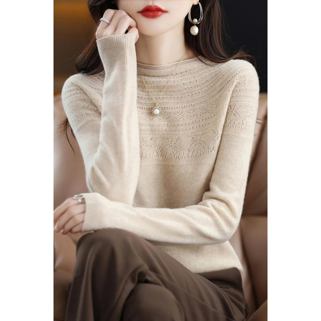 100% Merino Wool Sweaters Womens Fall Winter Warm Soft Knitted Loose Pullover Crew Neck Long Sleeves Image 4