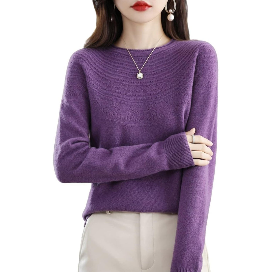 100% Merino Wool Sweaters Womens Fall Winter Warm Soft Knitted Loose Pullover Crew Neck Long Sleeves Image 1