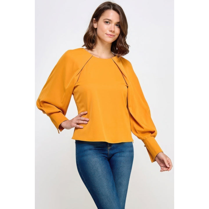 Raglan Long Sleeve Top With Back Neck Tie Image 1