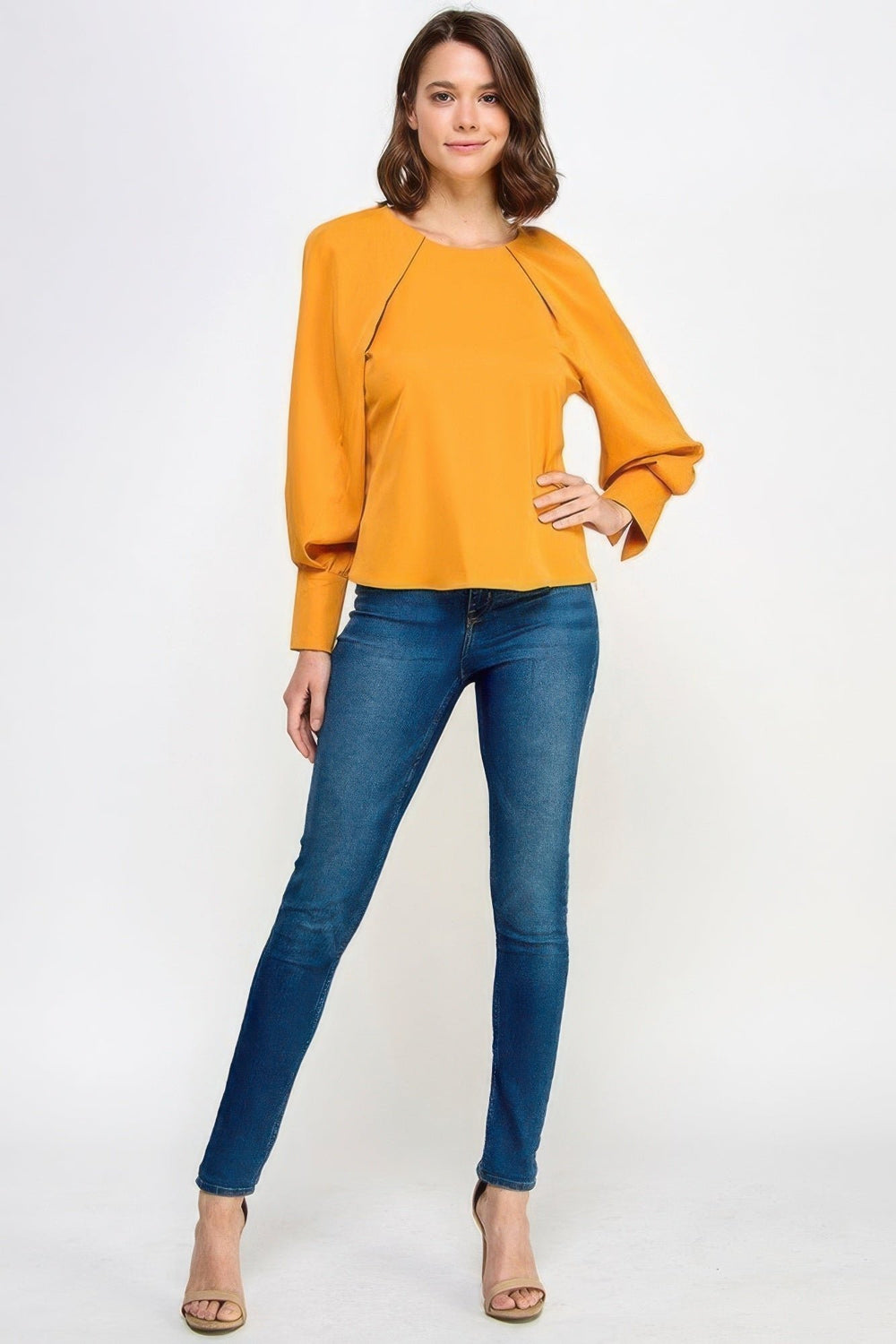 Raglan Long Sleeve Top With Back Neck Tie Image 2